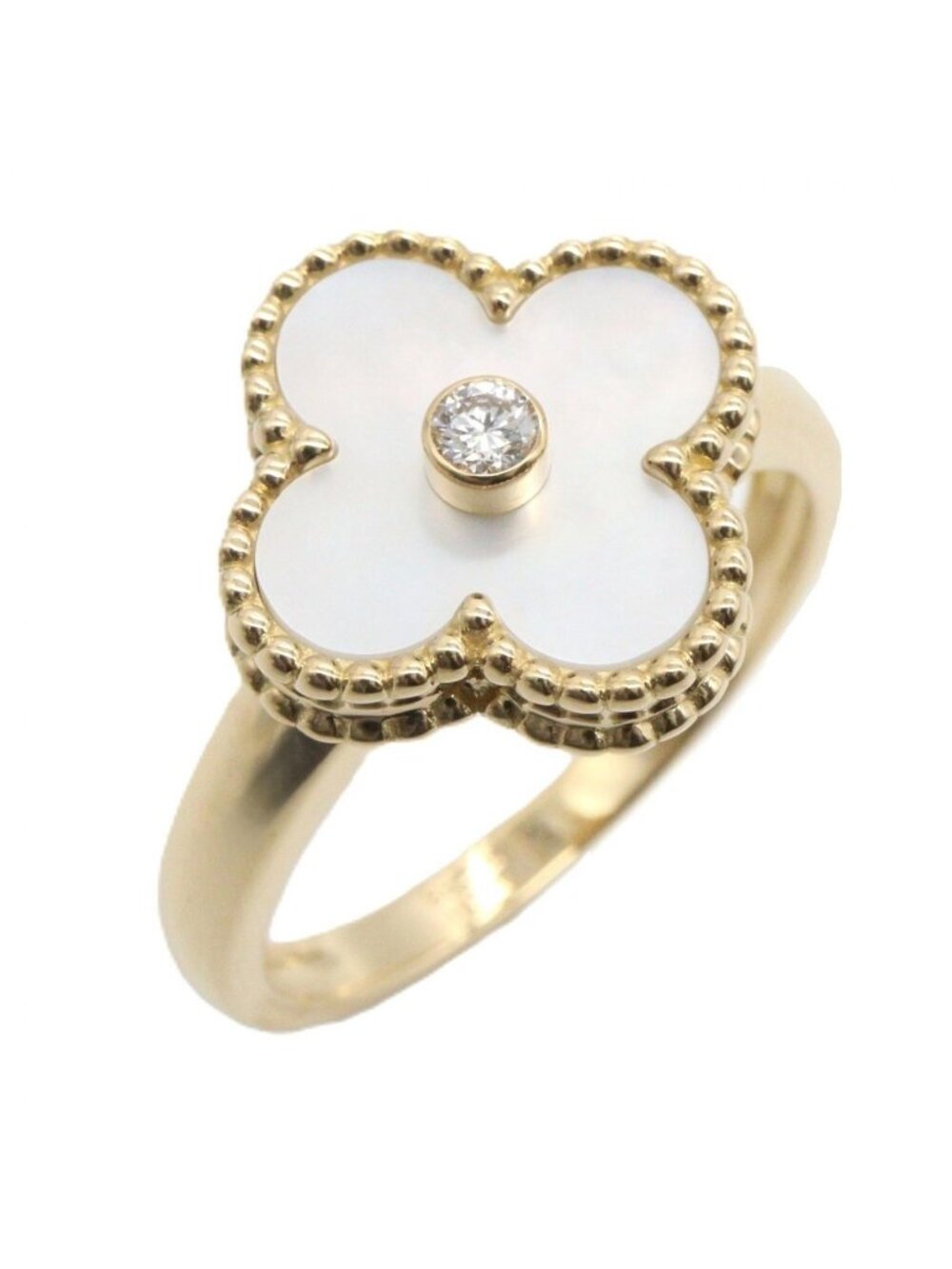 Van Cleef & Arpels Ring Vintage Alhambra Mother of Pearl 18k Diamond